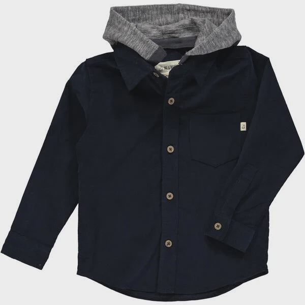 Navy cord hooded woven shirt/HB922a