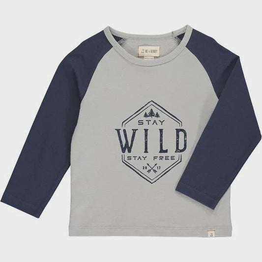 Grey with stay wild printed tee/HB940a