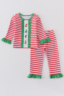 Red Stripe Grinch Embroidery Set
