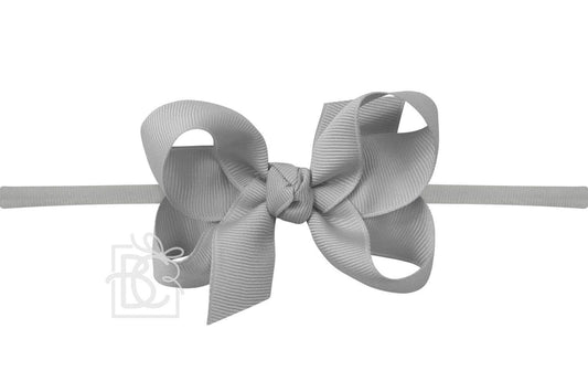 Grey 1/4" Pantyhose Headband w/ 3.5"  Bow
