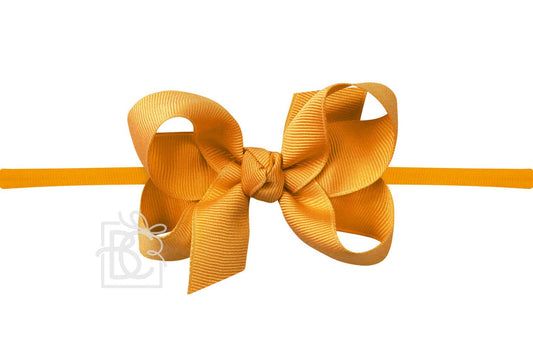 Yellow Gold 1/4" Pantyhose Headband w/ 3.5" Bow