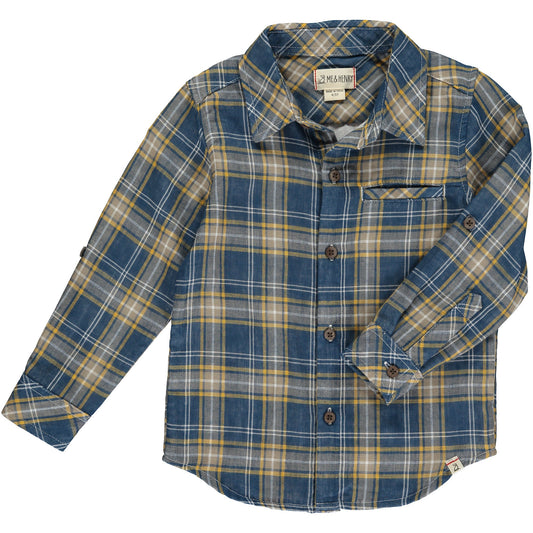BOYS- Blue/Gold Plaid ATWOOD Woven Shirt