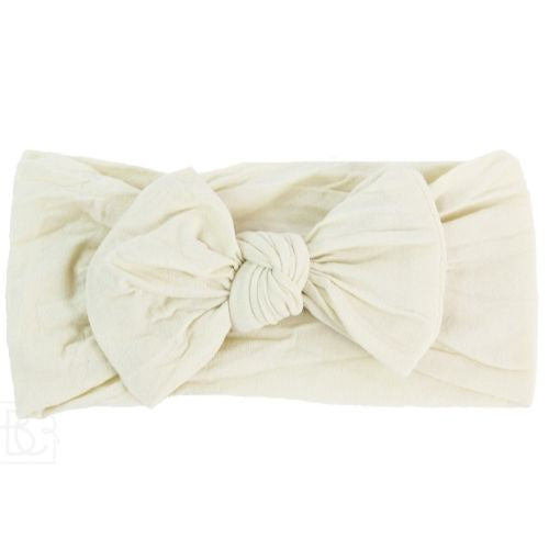 Antique White Wide Pantyhose Headband with Knot