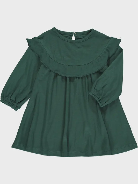 Dark Green Ruffle Top Dress