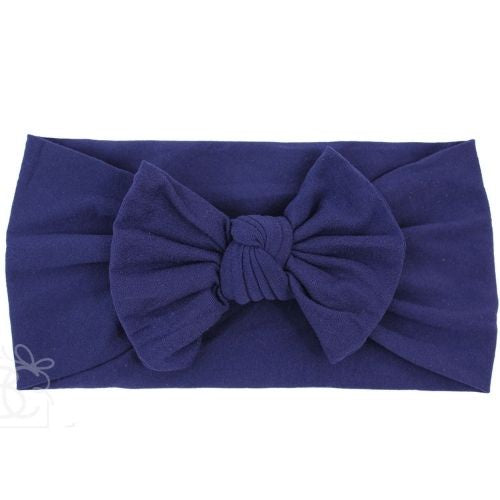 Navy Wide Pantyhose Headband with Knot