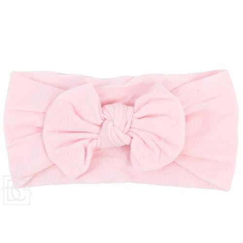 Powder Pink Wide Pantyhose Headband with Knot