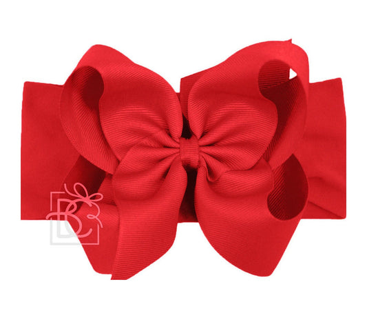 6.5" Red Pantyhose Headband with Red bow