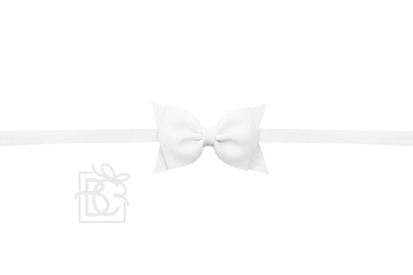 White 1/4" Pantyhose Headband with 2.5" Flat Bow