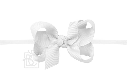 White 1/4" Pantyhose Headband w/ 3.5"  Bow